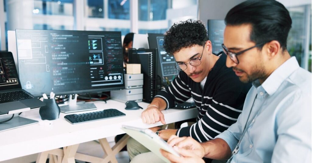 Team using Addison Group's blog to help identify the best IT recruitment agency