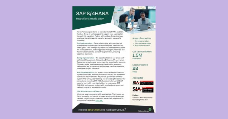 Thumbnail of Addison Group's SAP S/4HANA Informational handout
